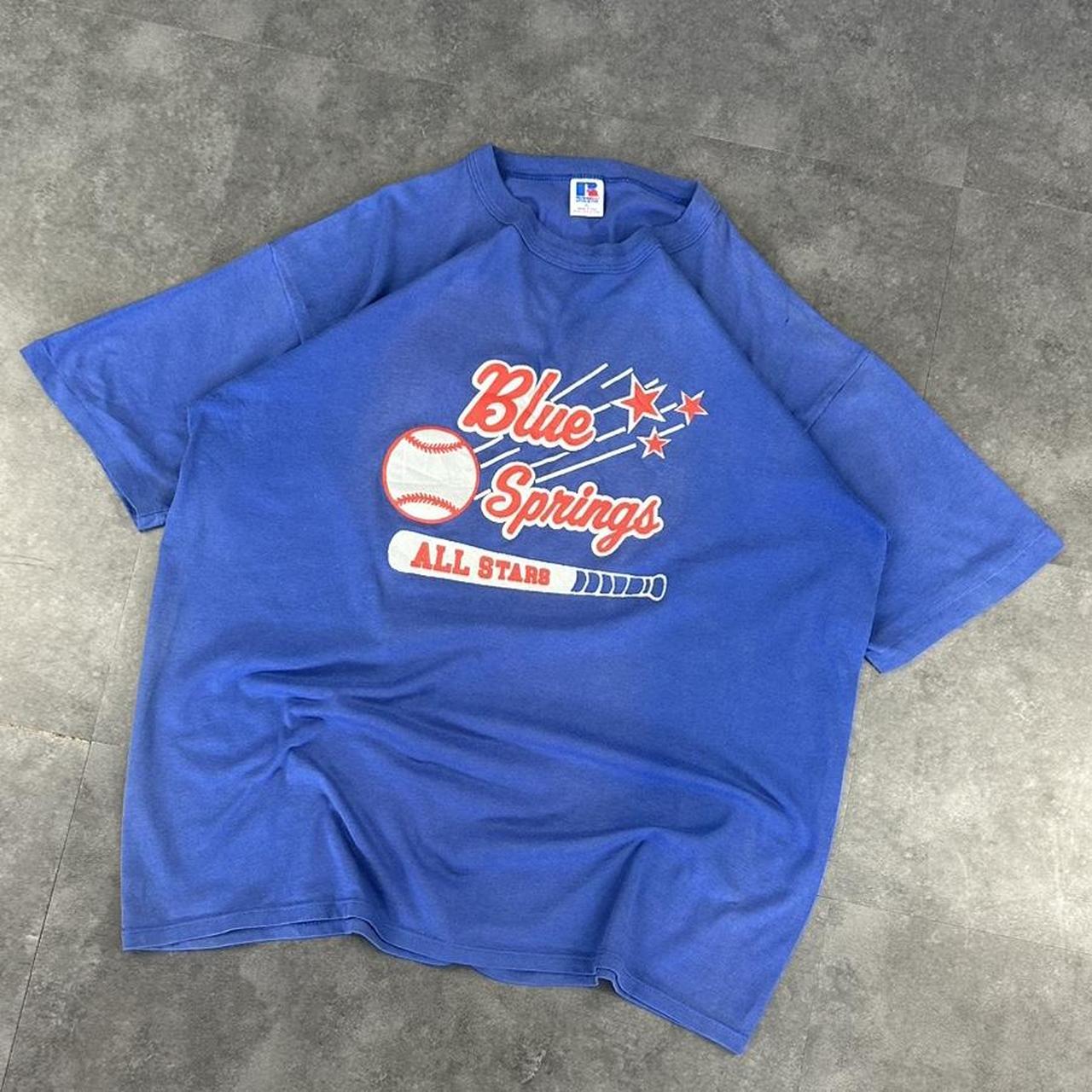 Russel Athletics T 2000s Print graphic Blue springs Baseball T shirt