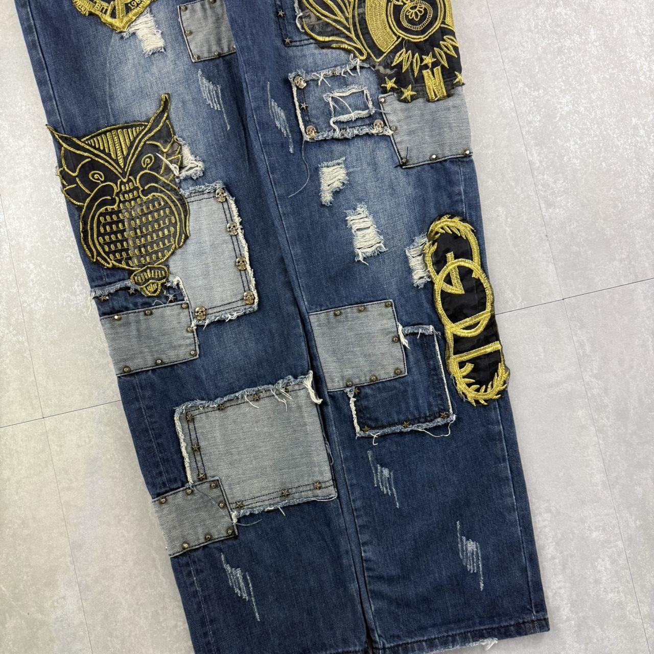 God hiphop 2000s embroidered jeans