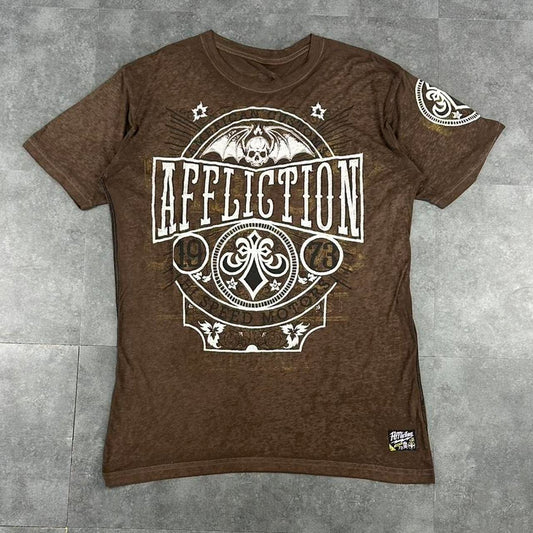 Affliction T 2000s Print Hi Speed Motors Tribal logo graphic T shirt