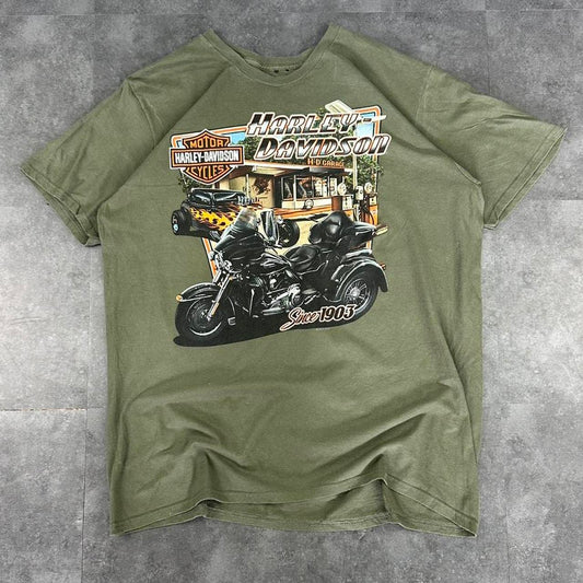 Harley Davidson 2000s biker motorcycle logo Spellout graphic T shirt