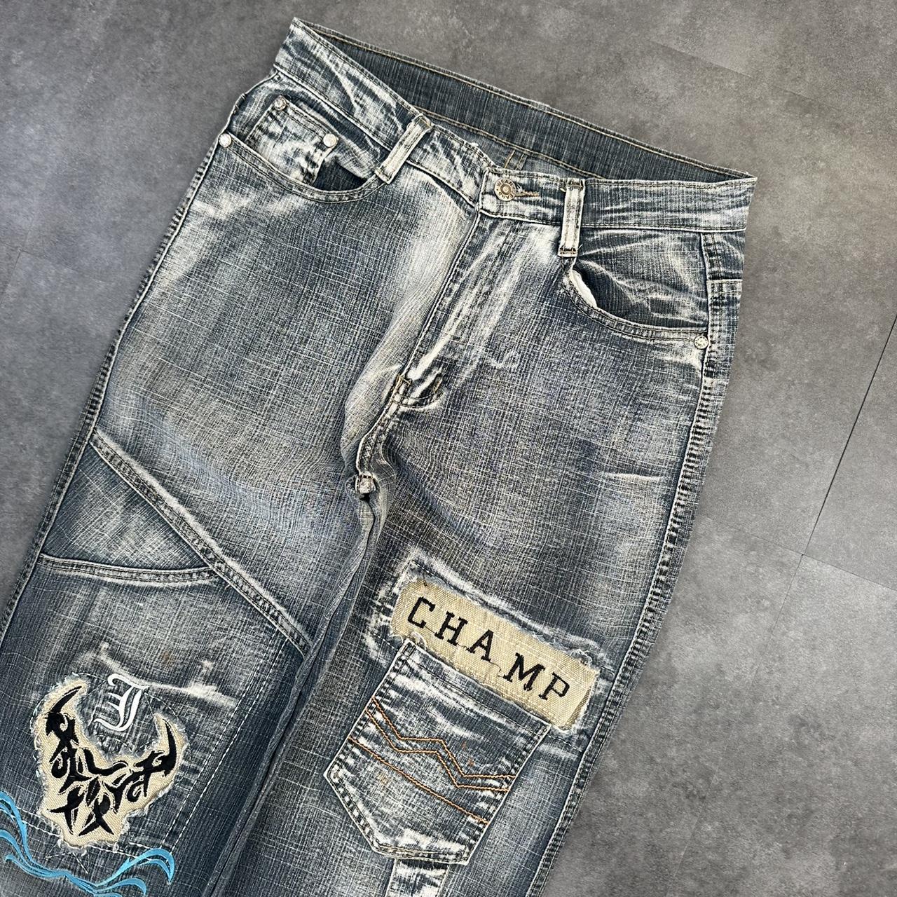 Japanese style hiphop 2000s embroidered jeans