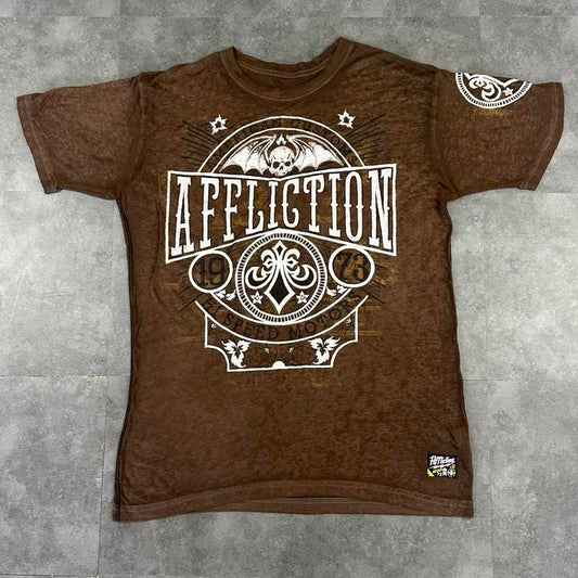 Affliction 2000s Skater Skateboard Logo Print graphic T shirt