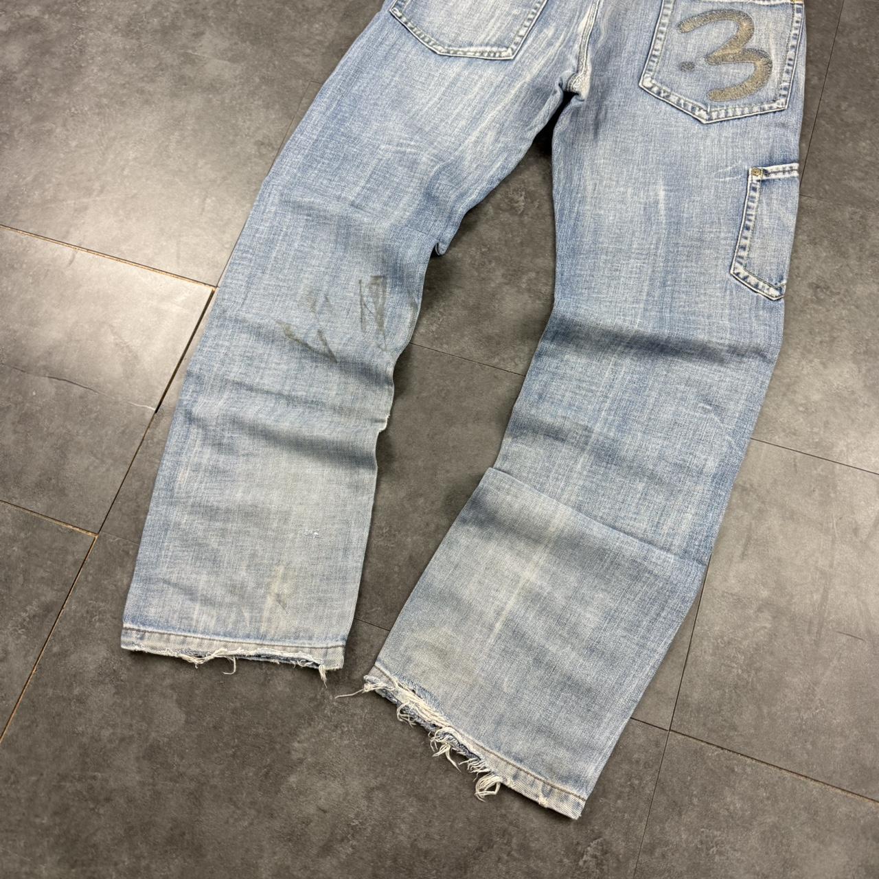 Y2K 2000s HipHop grunge Japanese distressed embroidery jeans
