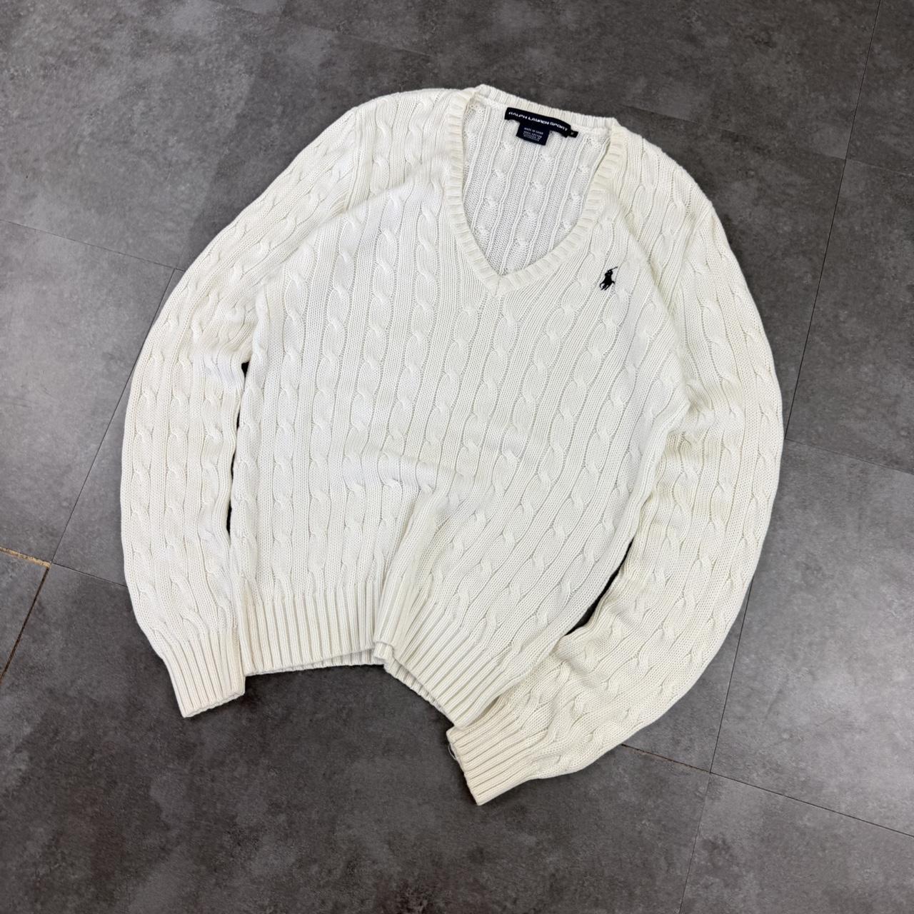 Polo Ralph Lauren 90s Classic Cable Knit chunky v neck Jumper