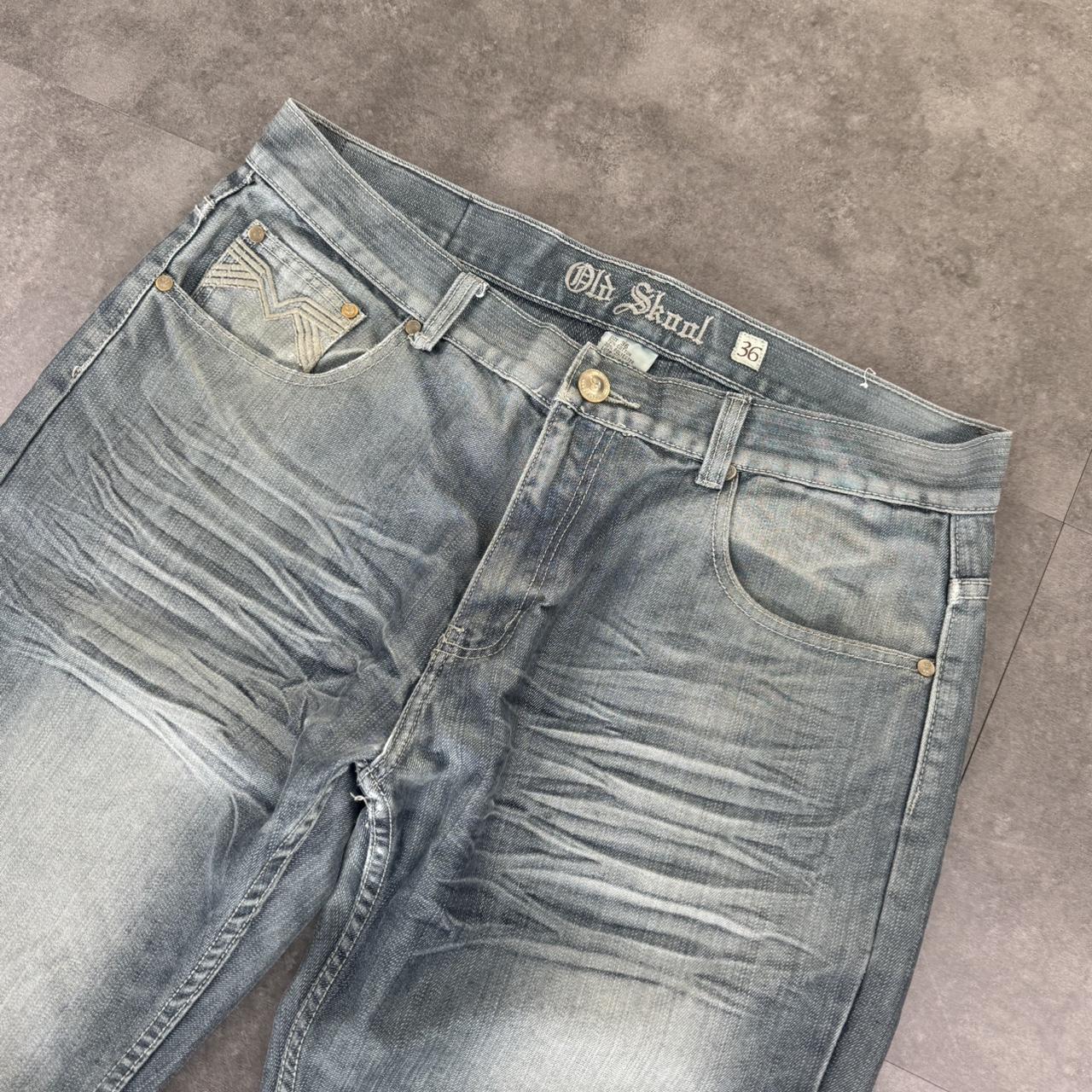 Old Skool Y2K 2000s HipHop grunge Japanese embroidery baggy jeans