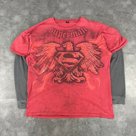 Superman 2000s Y2K logo Eagle print graphic T with undershirt