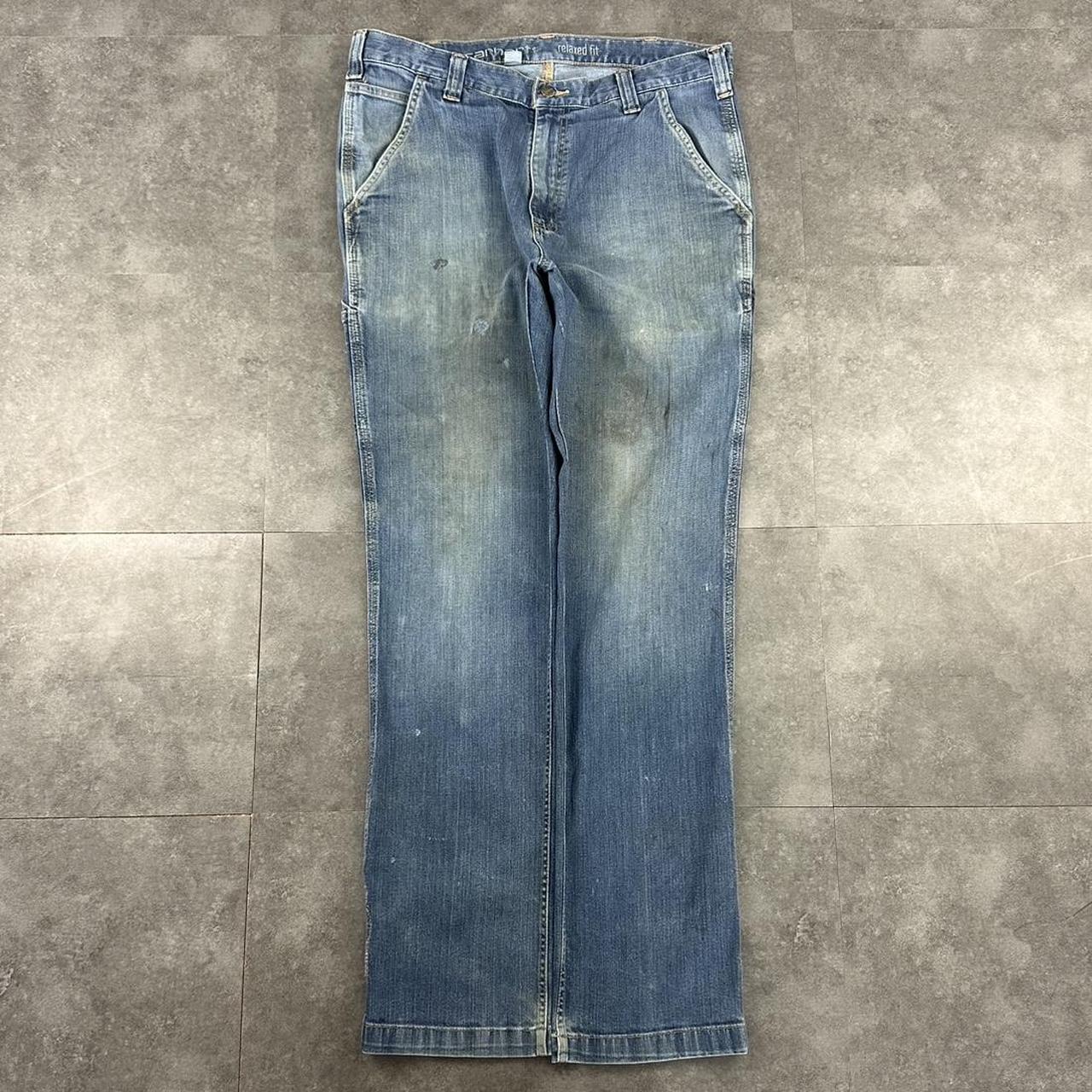 Carhartt 2000s dungaree workwear comfort fit denim cargo trousers