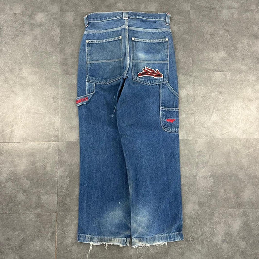 Sancezz 2000s denim Japanese streetwear embroidered jeans