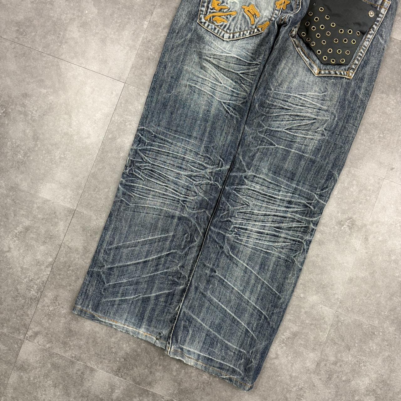 Japanese style hiphop 2000s embroidered jeans