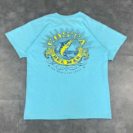 Costa Del Mar T 2000s Y2K logo print design