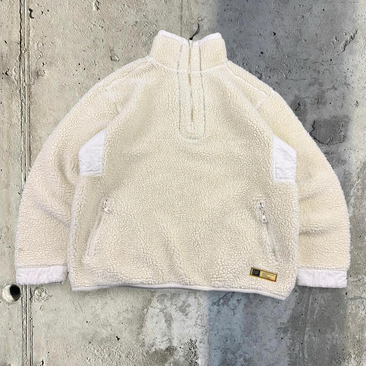 Vintage 2000s CAT workwear cream outdoor Sherpa fleece