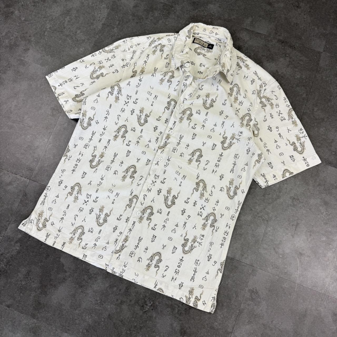 UKFO Club 2000s vintage 90s Y2K lightweight Summer flames hiphop Skater button down bowling Shirt