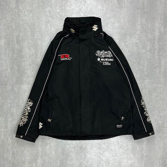 Suzuki/relentless 2000s bike racing spellout out logo jacket