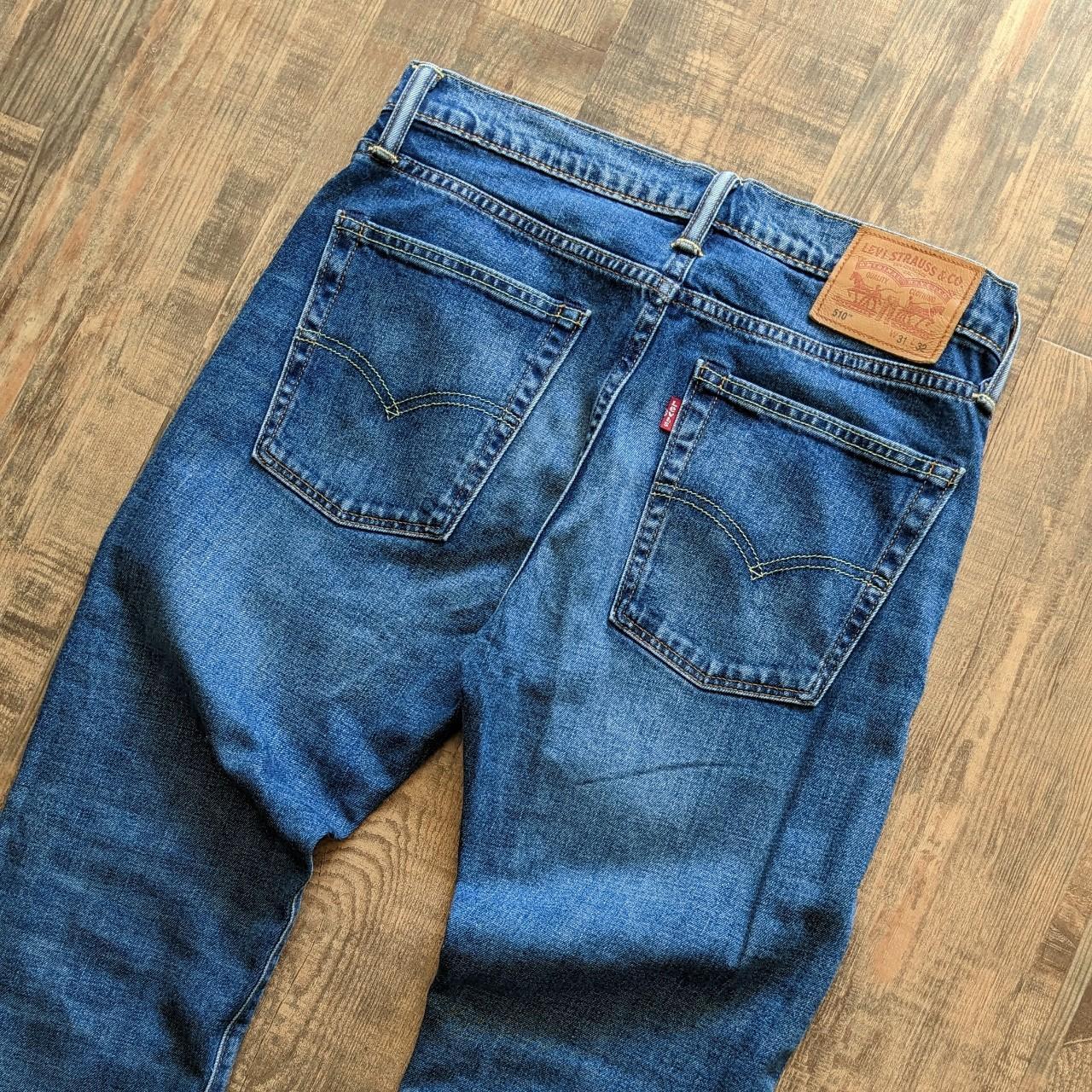 Levi's vintage 510 classic Denim jeans in navy blue with yellow stitching