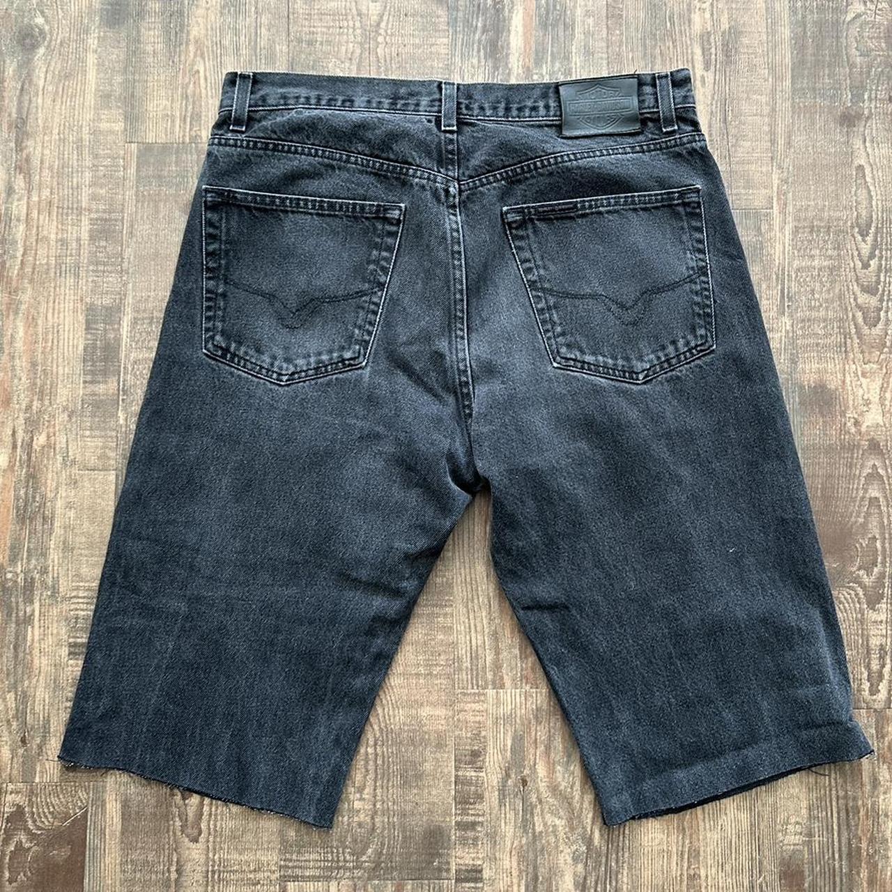 Mad 00s Harley Davidson charcoal cut off Jean shorts (jorts)