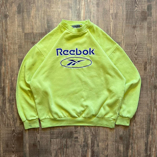 Reebok 2000s acid green spellout sweatshirt