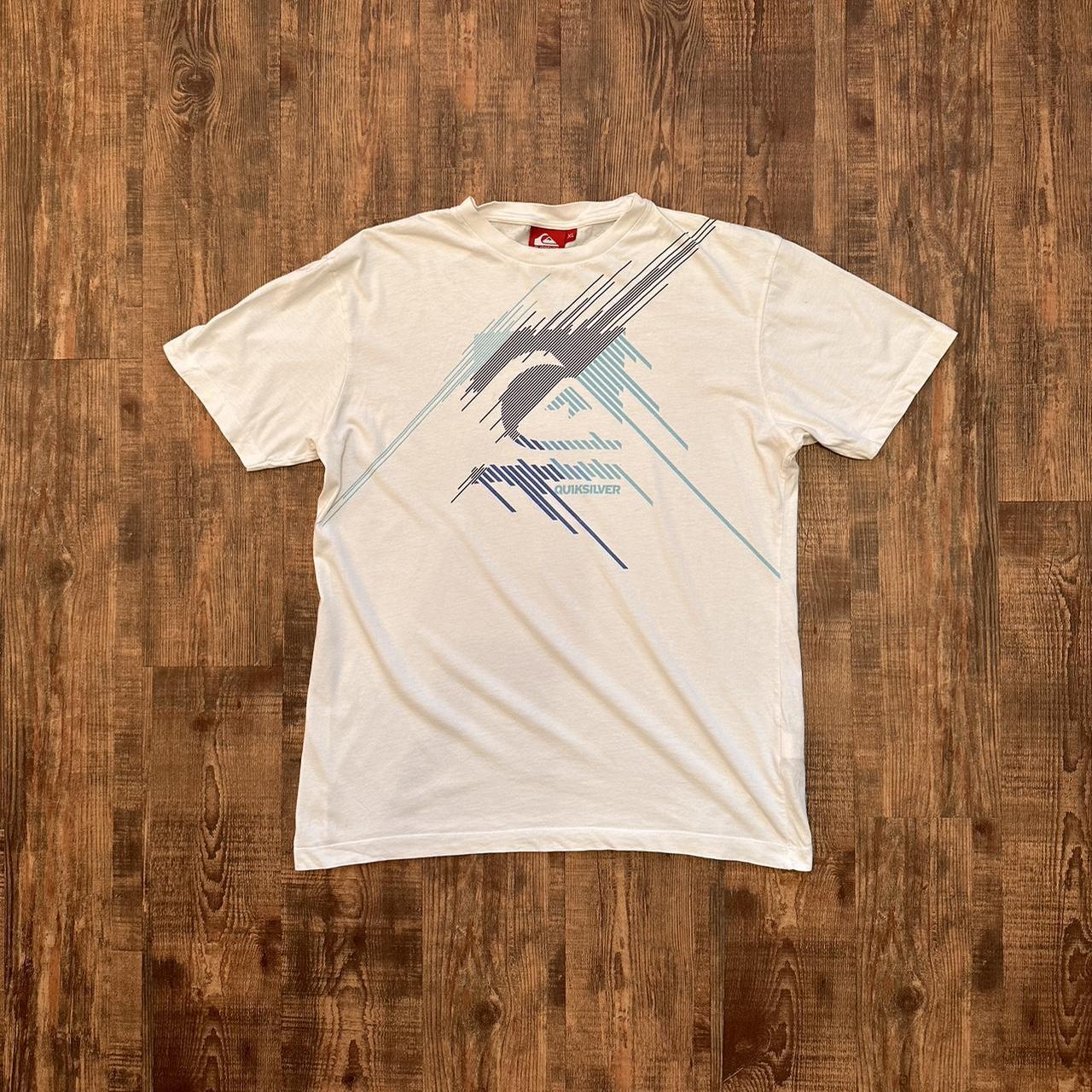 Quiksilver 2000s spell out logo T-shirt in white and blue