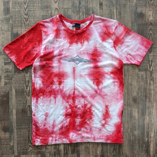 Amazing diesel active vintage Y2K 00s tie die T shirt with gothic style text and flames on front