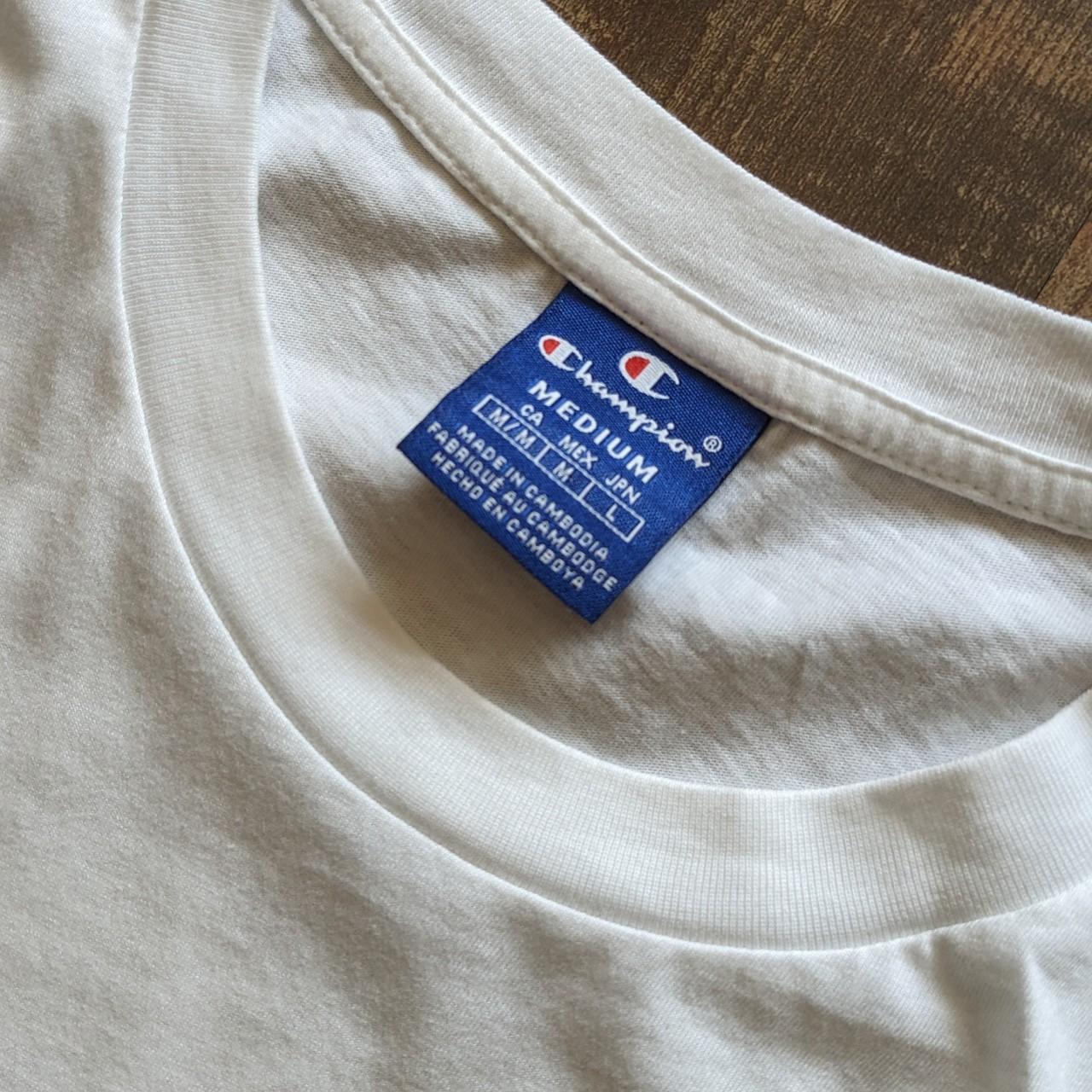 Champion 00s spellout T shirt with pile furry logo