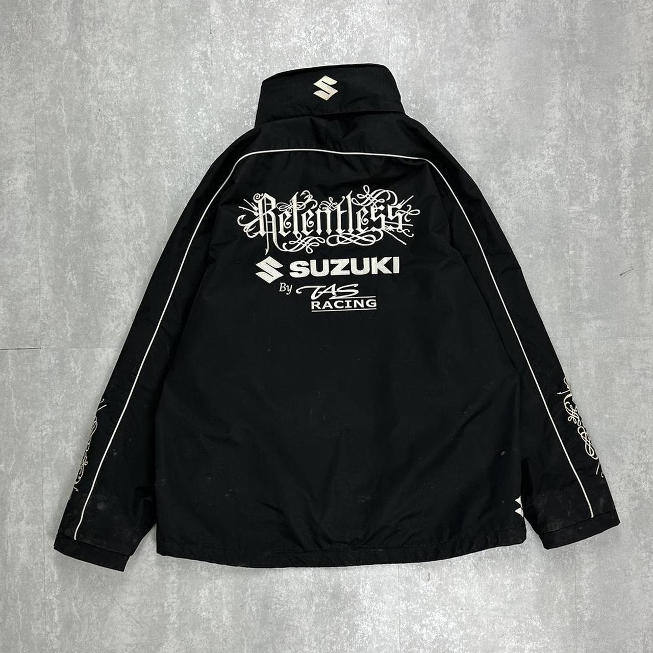 Suzuki/relentless 2000s bike racing spellout out logo jacket