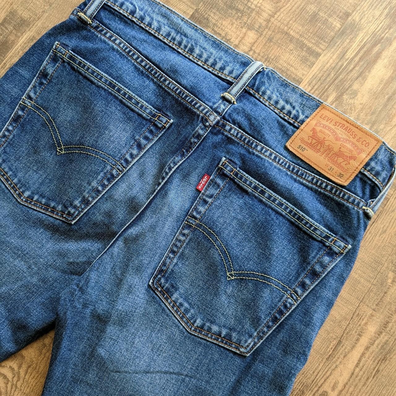 Levi's vintage 510 classic Denim jeans in navy blue with yellow stitching