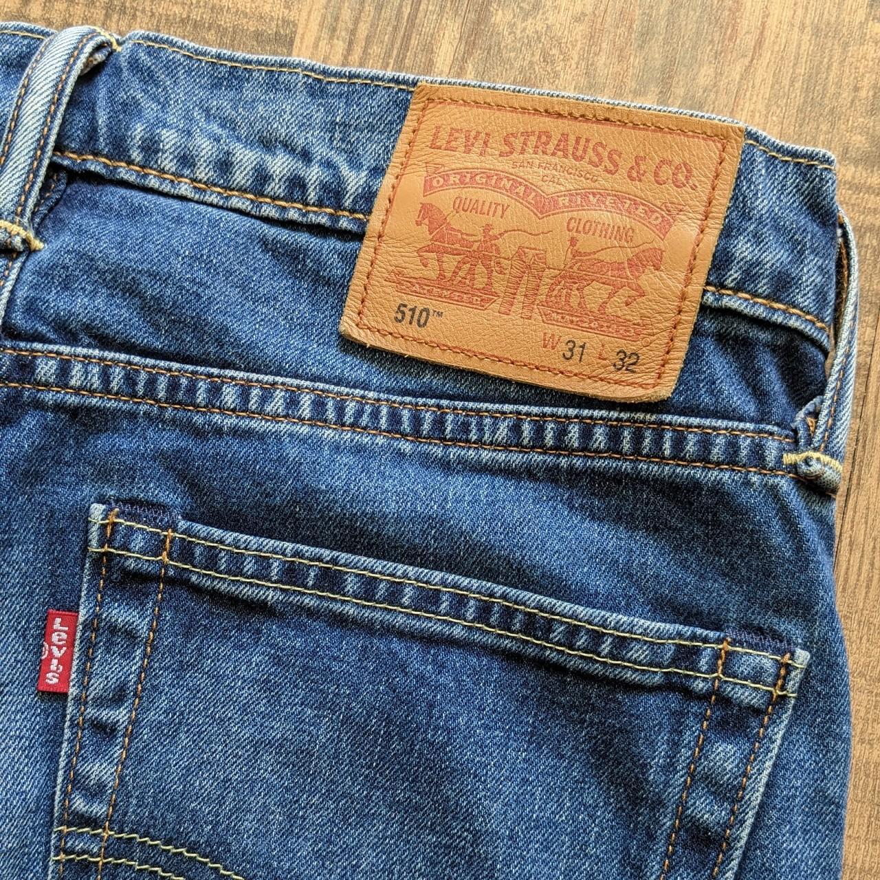 Levi's vintage 510 classic Denim jeans in navy blue with yellow stitching